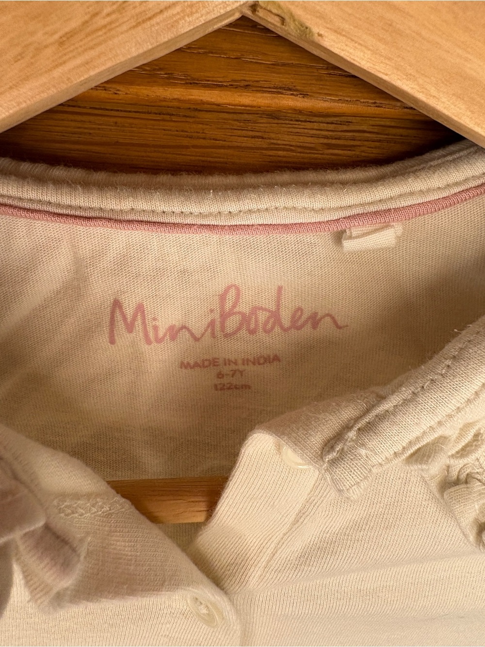 Mini Boden Cream Ruffle Collar Button up Front - Picture 4 of 4